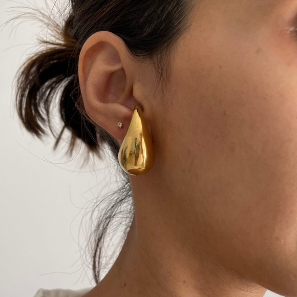 18K Gold Teardrop earrings*raindrop earrings*drop earrings*BV Drop earrings*BV - Picture 4 of 5